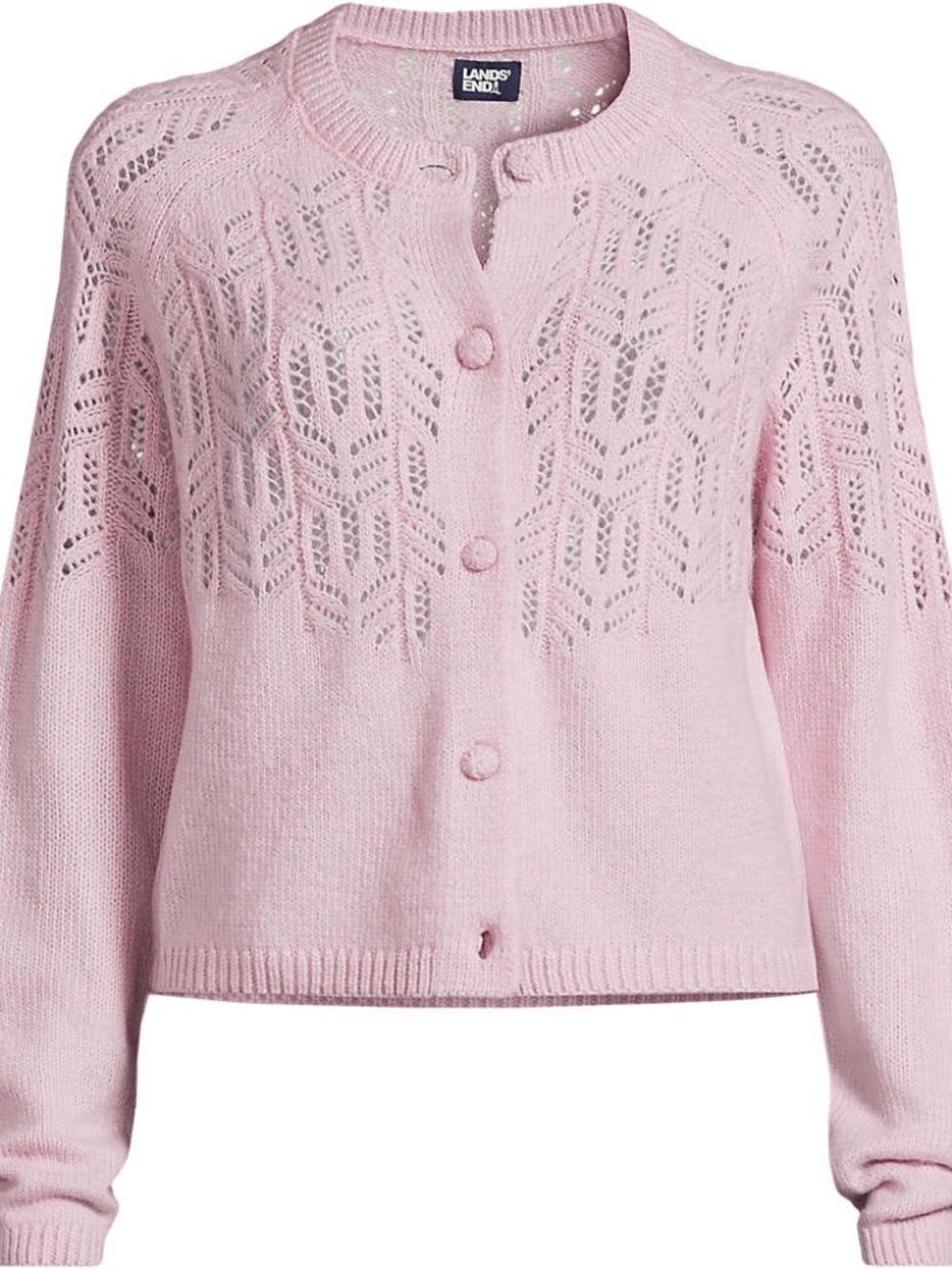 LANDS END Women's Blend Long Sleeve Crew Neck Cardigan SWEATER Size: LARGE New